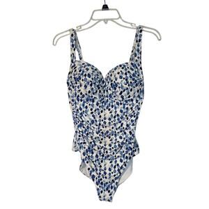 Nip Tuck Petal Plunge Isla Size 10 Multi‎ Cup One Piece Swimsuit  Tummy Control